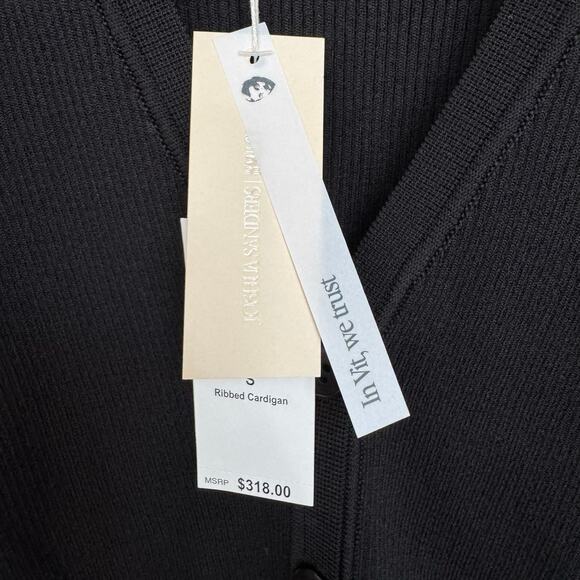 NWT Joshua Sanders Ribbed Smiley Logo Cardigan Sweater Black – Size S Italy - Picture 5 of 6